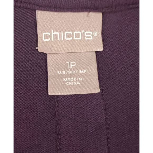 Chicos Top Womens Size MP Purple Oversized Pullover Long Sleeve Tunic Lightweigh - Picture 2 of 8